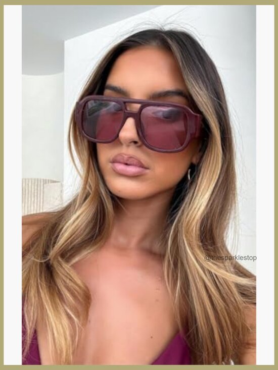 Retro Oversized Aviator Sunglasses UV400 Protection Lightweight Plastic